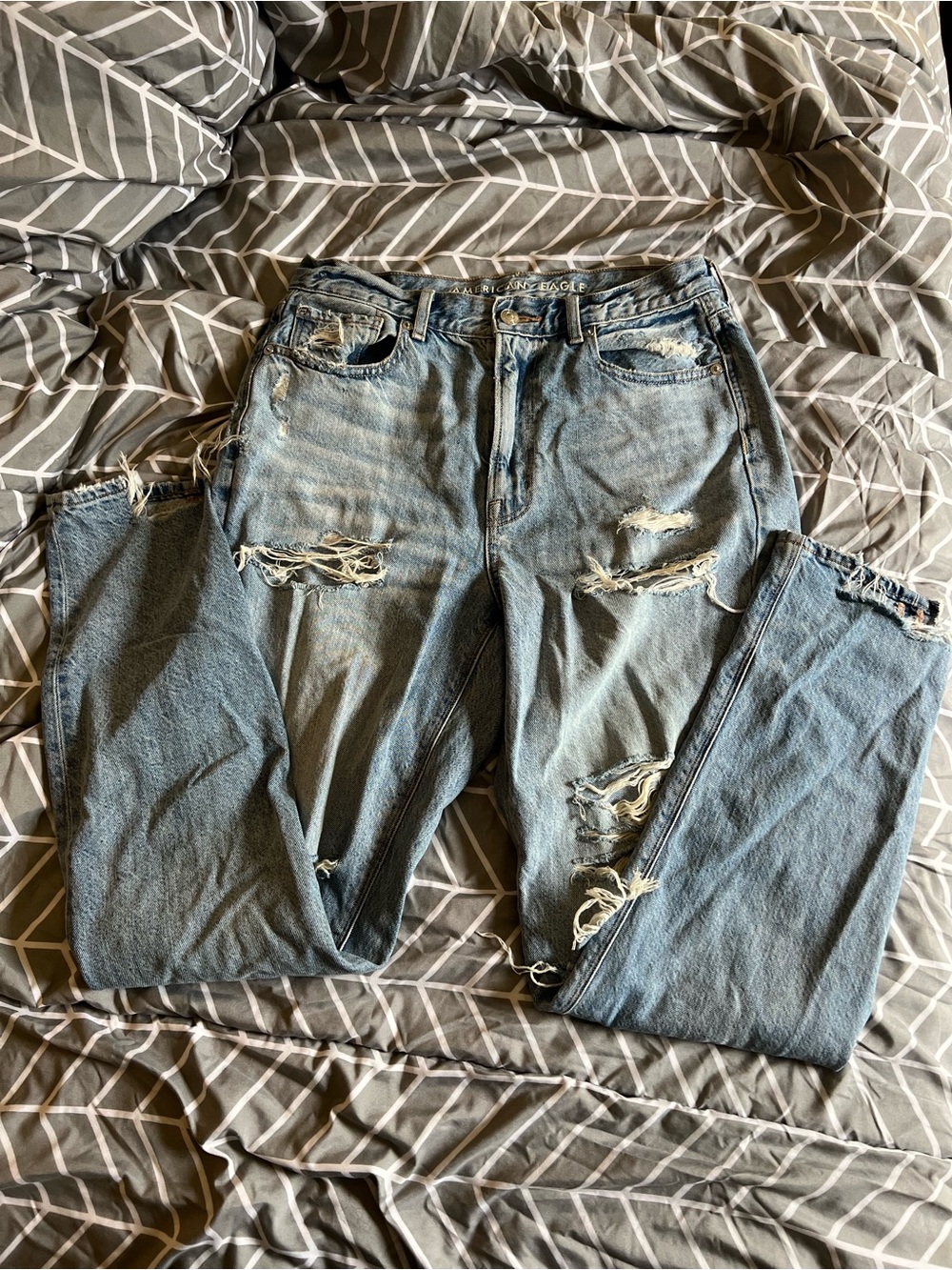 Distressed Light Blue Denim Jeans